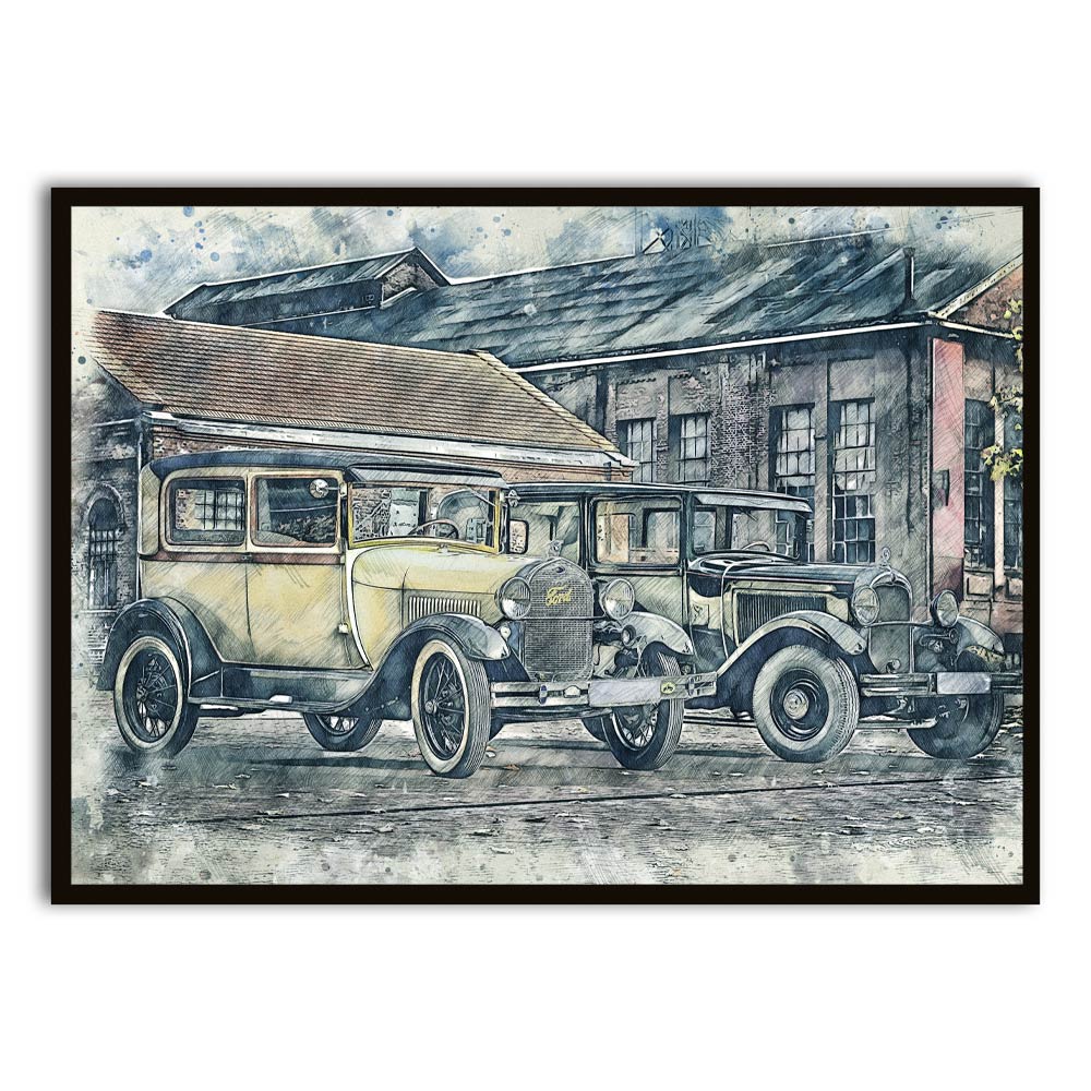 Car 8 Black Printed frame acrylic canvas Frames