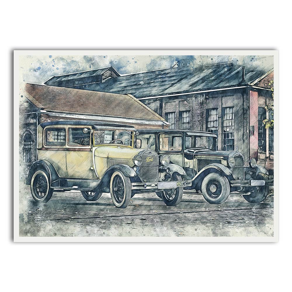 Car 8 White Printed frame acrylic canvas Frames