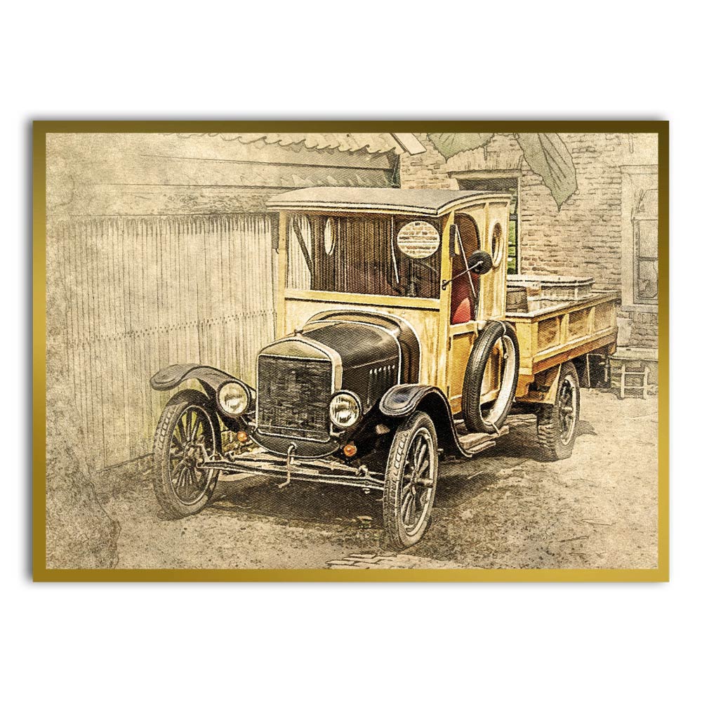 Car 9 Gold Printed frame acrylic canvas Frames