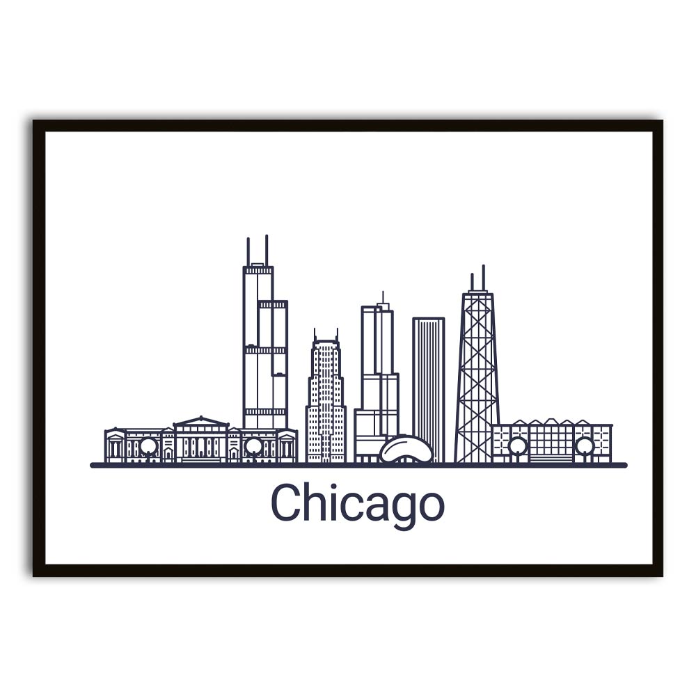 Chicago Black Printed frame acrylic canvas Frames