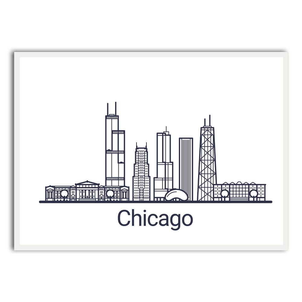 Chicago White Printed frame acrylic canvas Frames