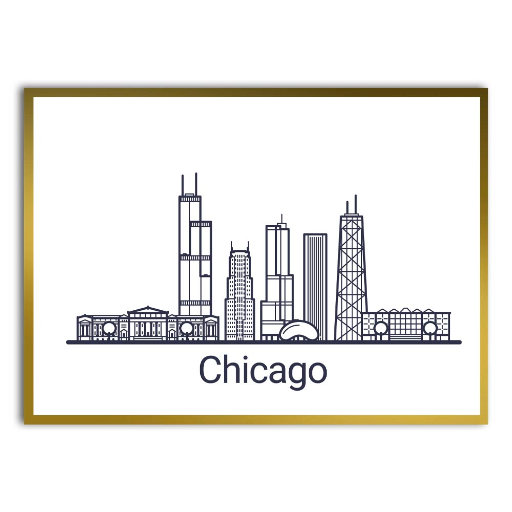 Chicago Gold Printed frame acrylic canvas Frames