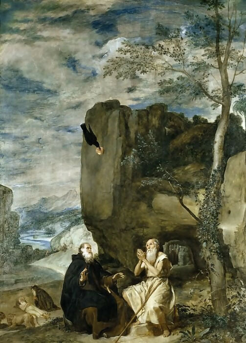 Diego Rodriguez de Silva y Velazquez Saints Anthony and Paul in Hermitage 50X40 Canvas