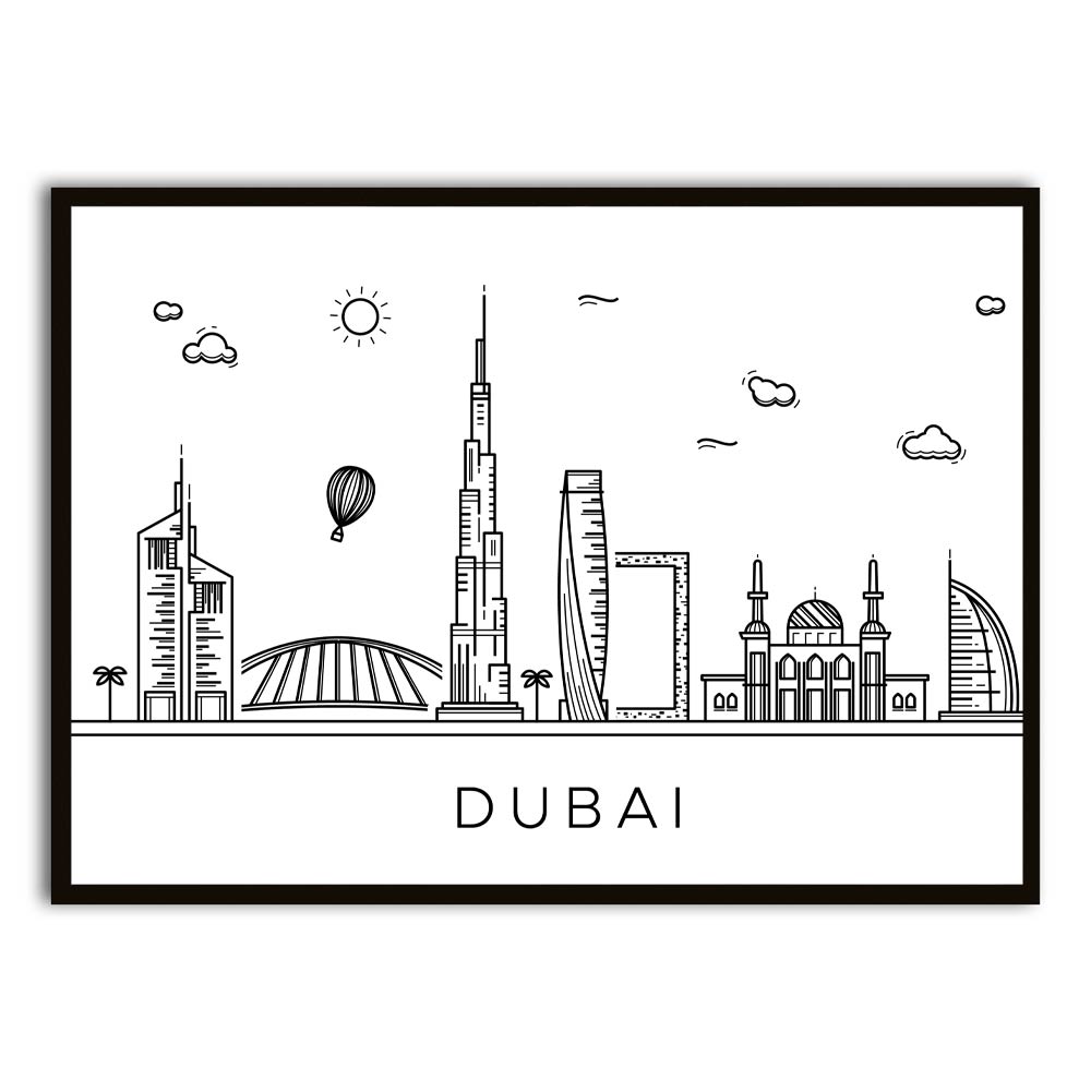 Dubai Black Printed frame acrylic canvas Frames