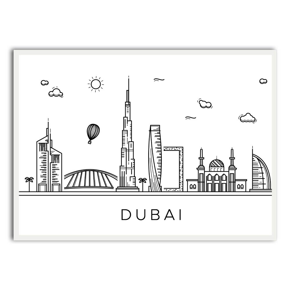 Dubai White Printed frame acrylic canvas Frames