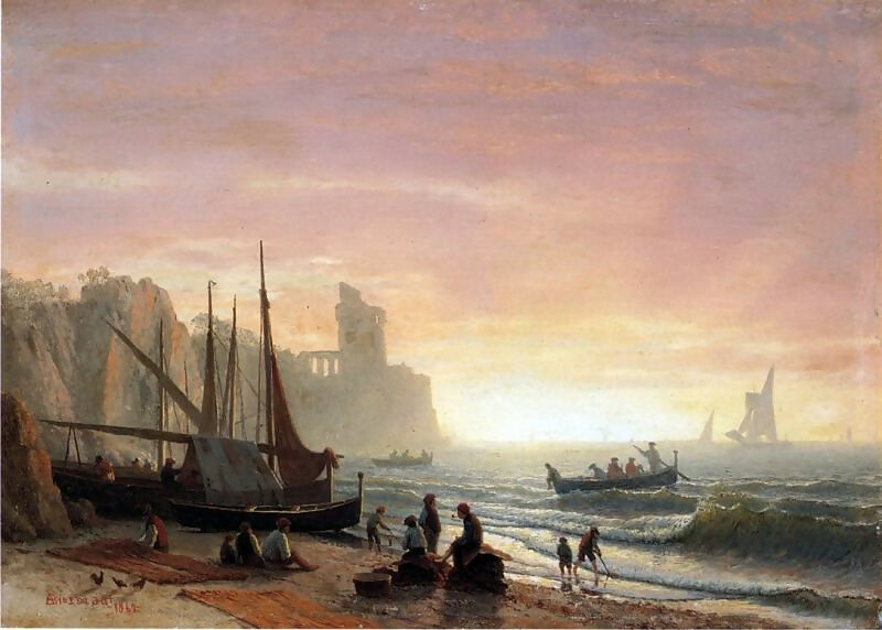 Albert Bierstadt - The Fishing Fleet 50X99 Canvas