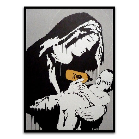 BANKSY ART 28 Black Printed frame acrylic canvas Frames