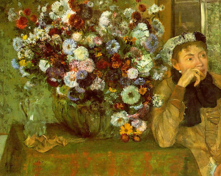 Edgar Degas - Madame Valpinson with Chrysanthemumss 50X40 Canvas