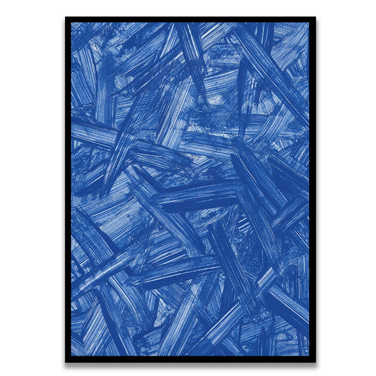 BLUE BRUSH Black Printed frame acrylic canvas Frames