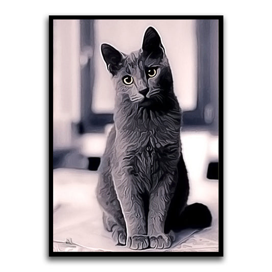 Cat Black Printed frame acrylic canvas Frames