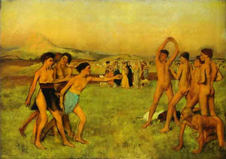 Edgar Degas - Young Spartan Women Challenging the Spartans 90x120 Canvas