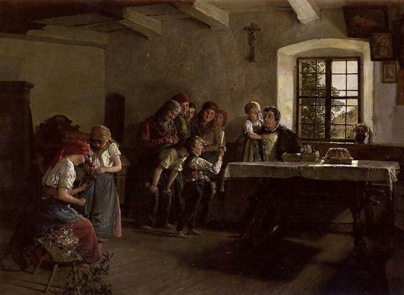 Ferdinand Georg Waldmüller - Center of Attentions 90x120 Canvas