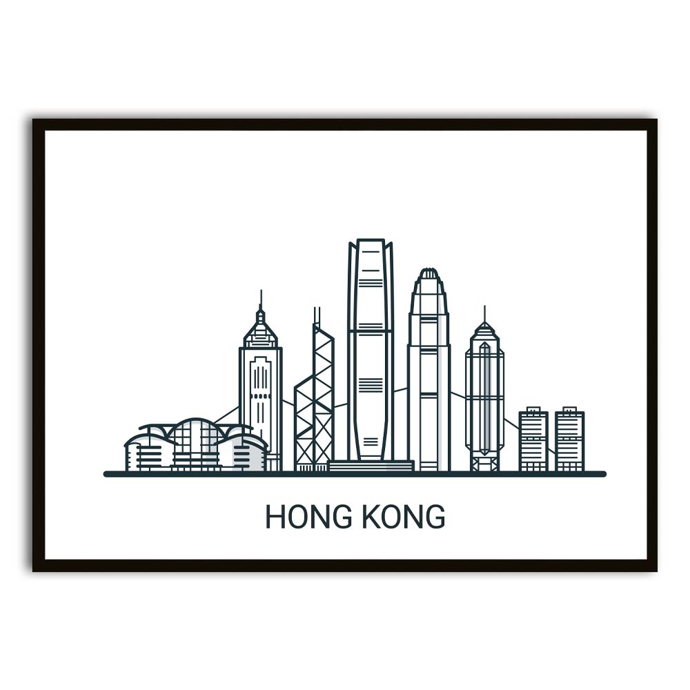 Hongkong Black Printed frame acrylic canvas Frames