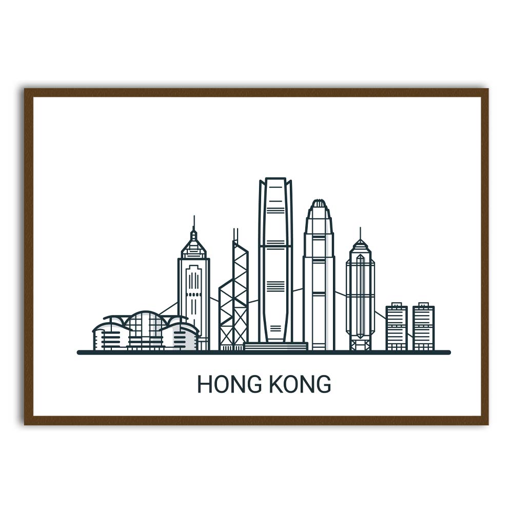 Hongkong Brown Printed frame acrylic canvas Frames