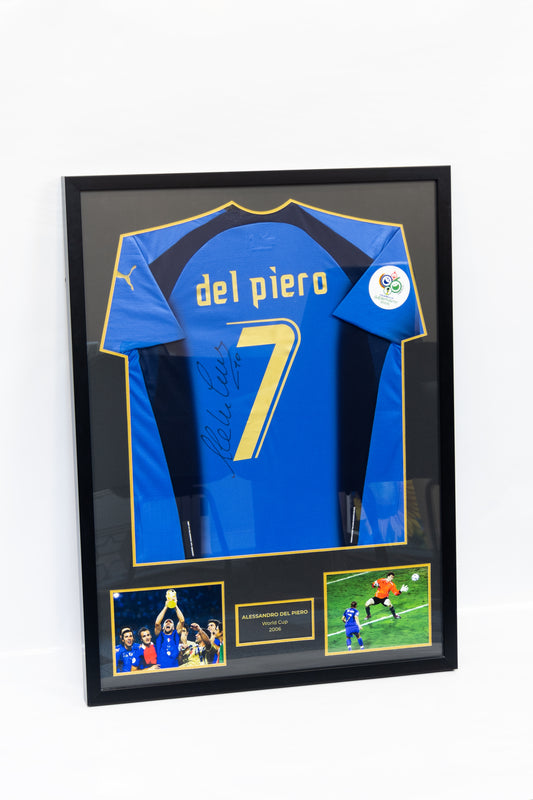 Alessandro Del Piero Signed Italy 2006 World Cup Jersey Frame
