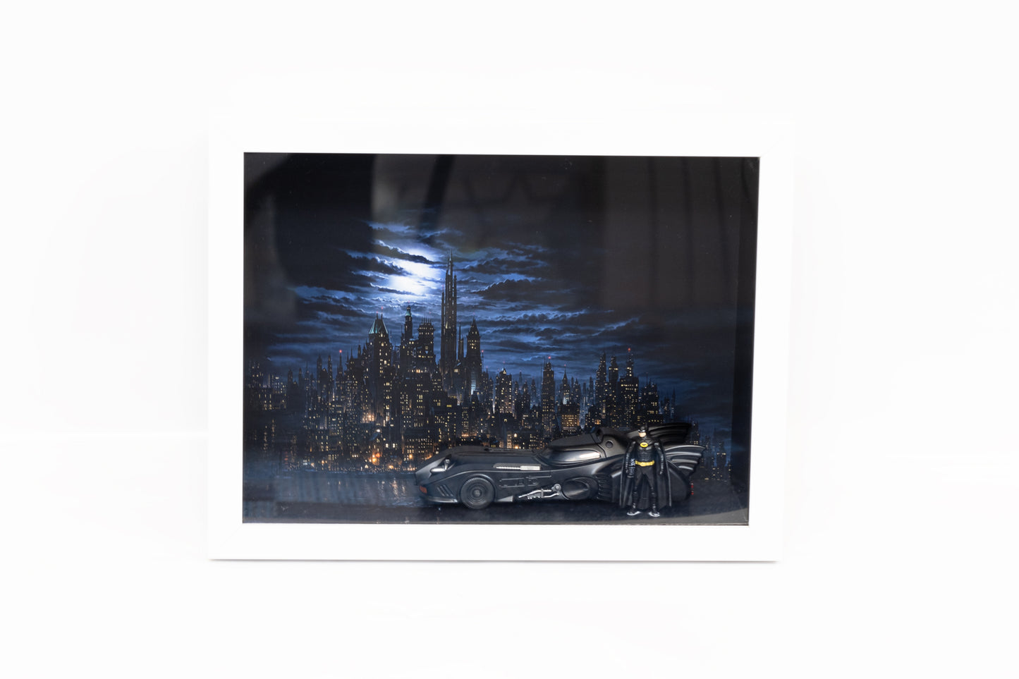 1989 Batmobile &amp; Gotham City 3D Shadowbox Frame