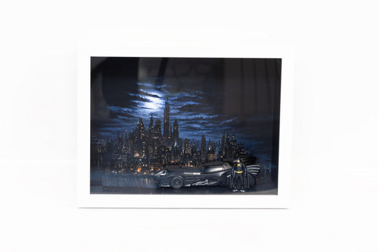 1989 Batmobile & Gotham City 3D Shadowbox Frame