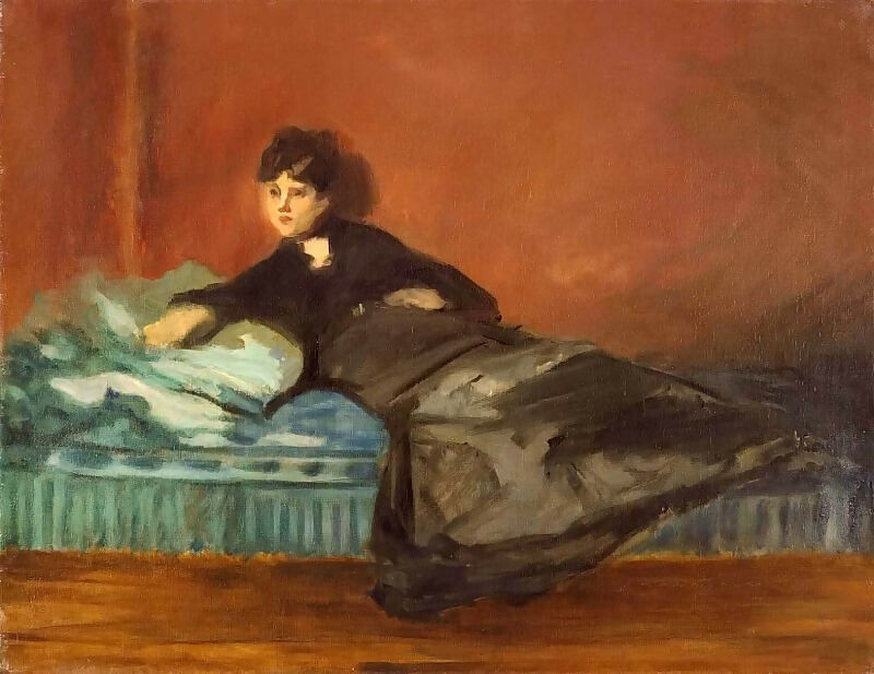 Edouard Manet - Berthe Morisot on a sofa 50X40 Canvas