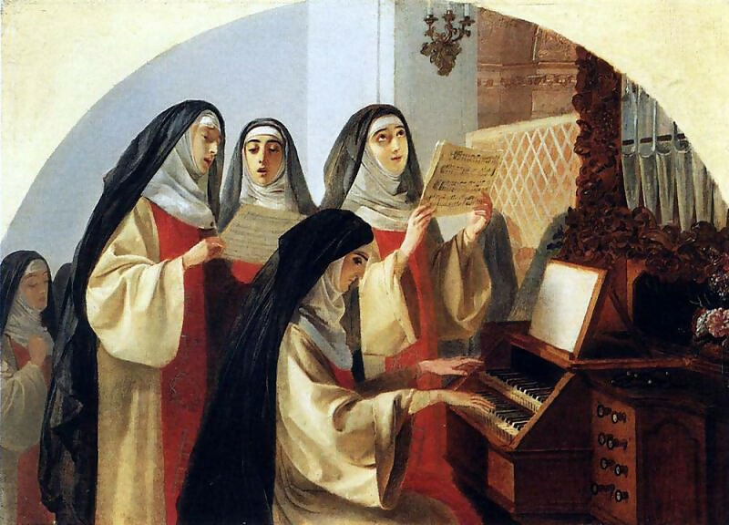 KarlPavlovichBryullov–NunsoftheConventoftheSacredHeartinRome,SingingattheOrgan.1849