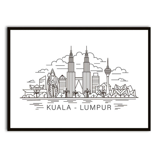 Kuala Lumpur Black Printed frame acrylic canvas Frames