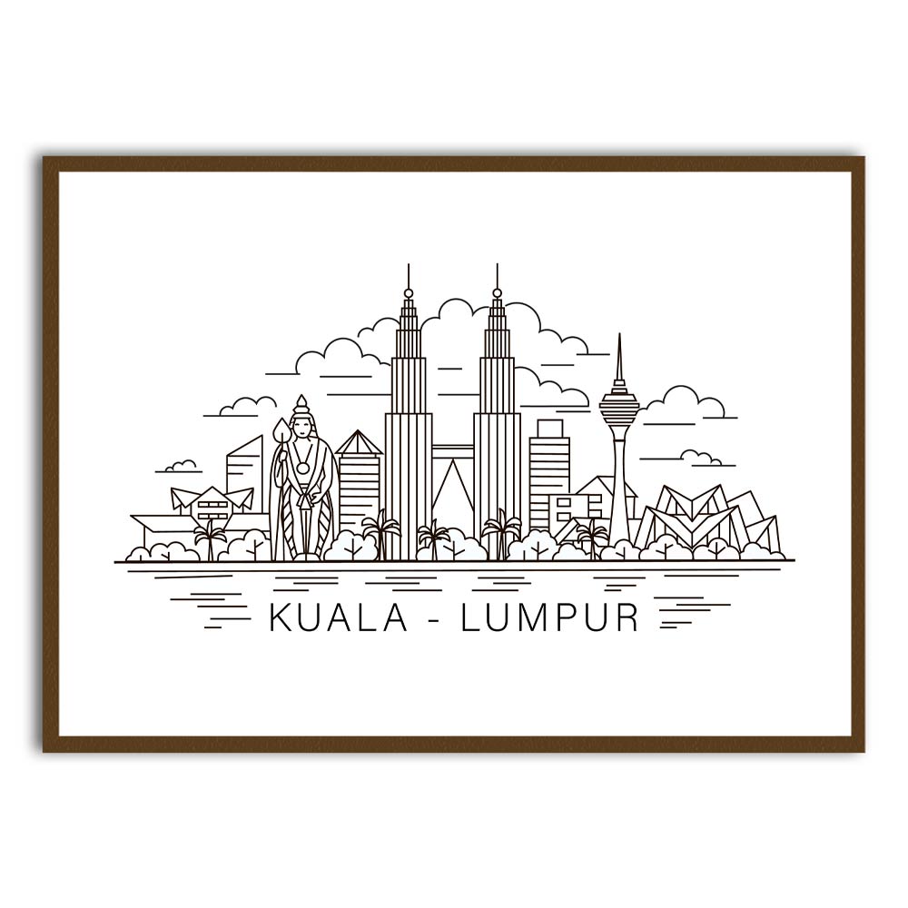 Kuala Lumpur Brown Printed frame acrylic canvas Frames