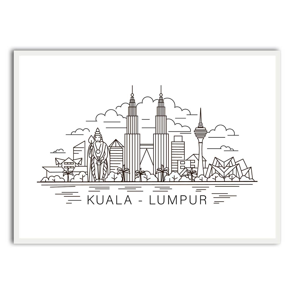 Kuala Lumpur White Printed frame acrylic canvas Frames