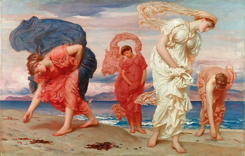 Frederic Leighton – Greek Girls Collecting Pebbles 90x120 Canvas