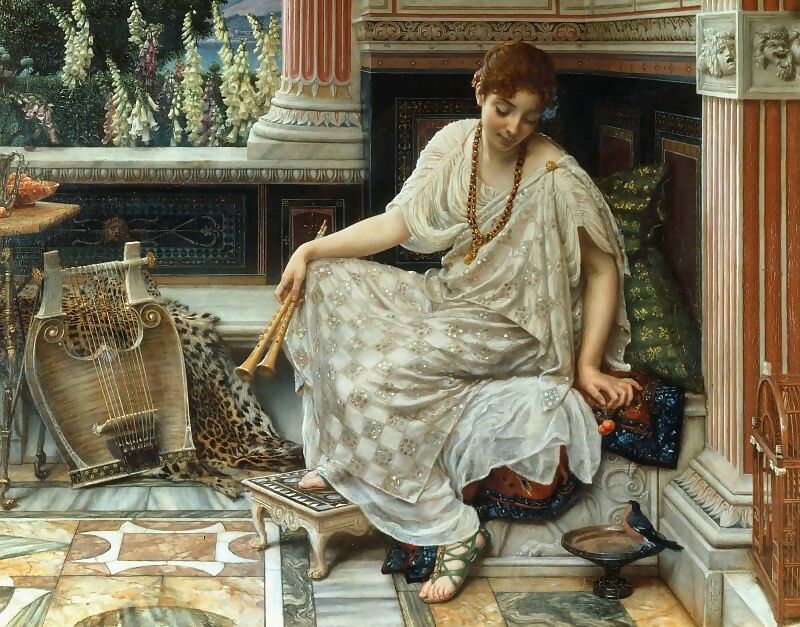 Edward John Poynter – Tender are her Chloe's songs, sweet is the ringing of the cithara Horace's OdesBook 3 Chapter 9 50X40 Canvas