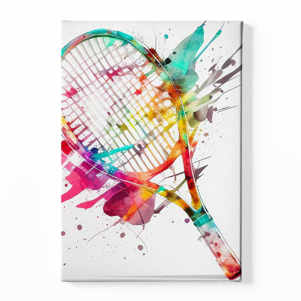 Color Splash Tennis Racket Canvas acrylic canvas Frames