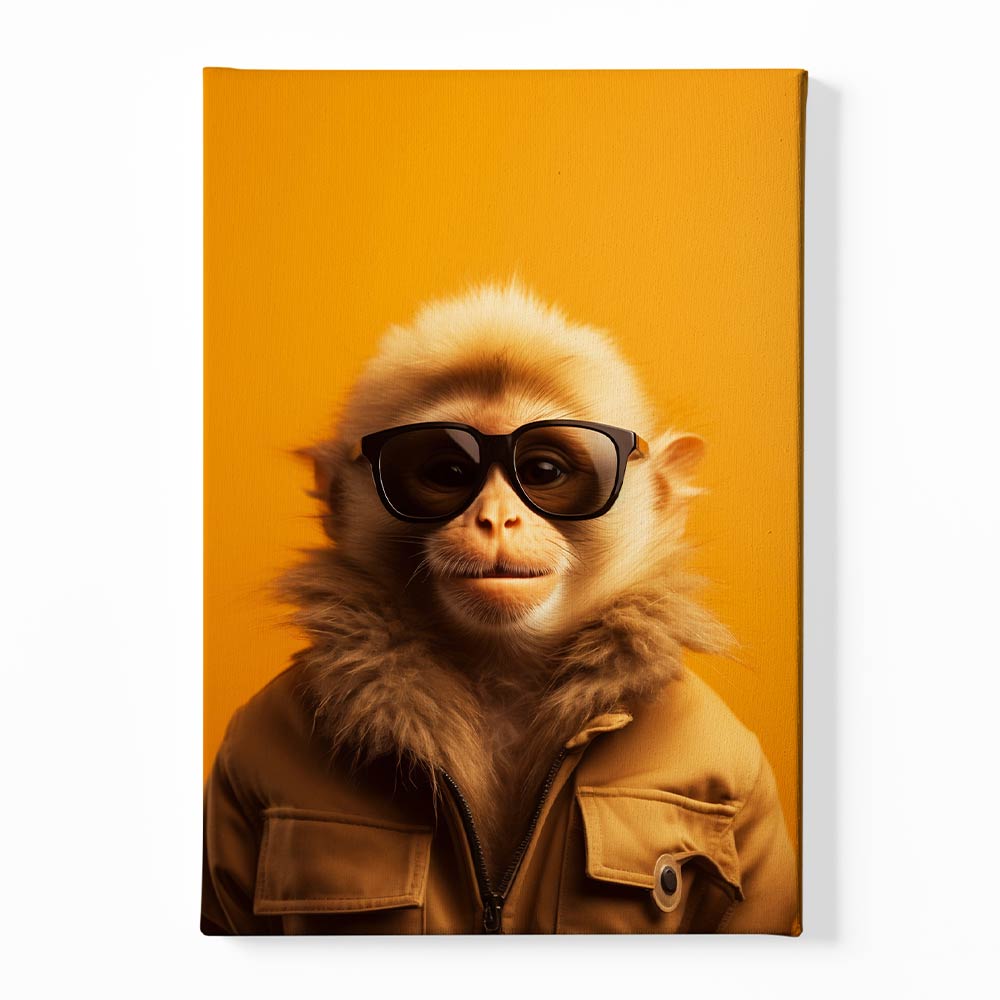 Monkey wearing glass Canvas acrylic canvas Frames