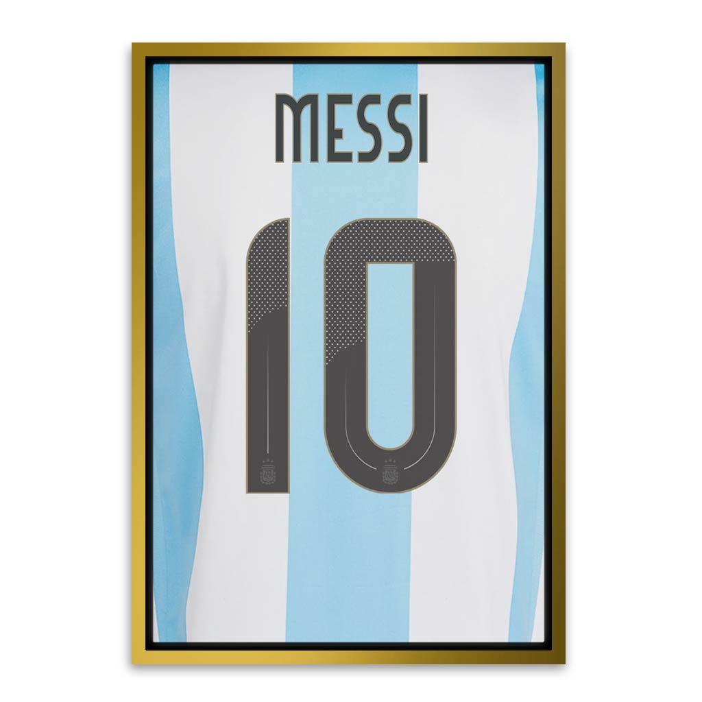 Messi T shirt Gold Canvas frame acrylic canvas Frames