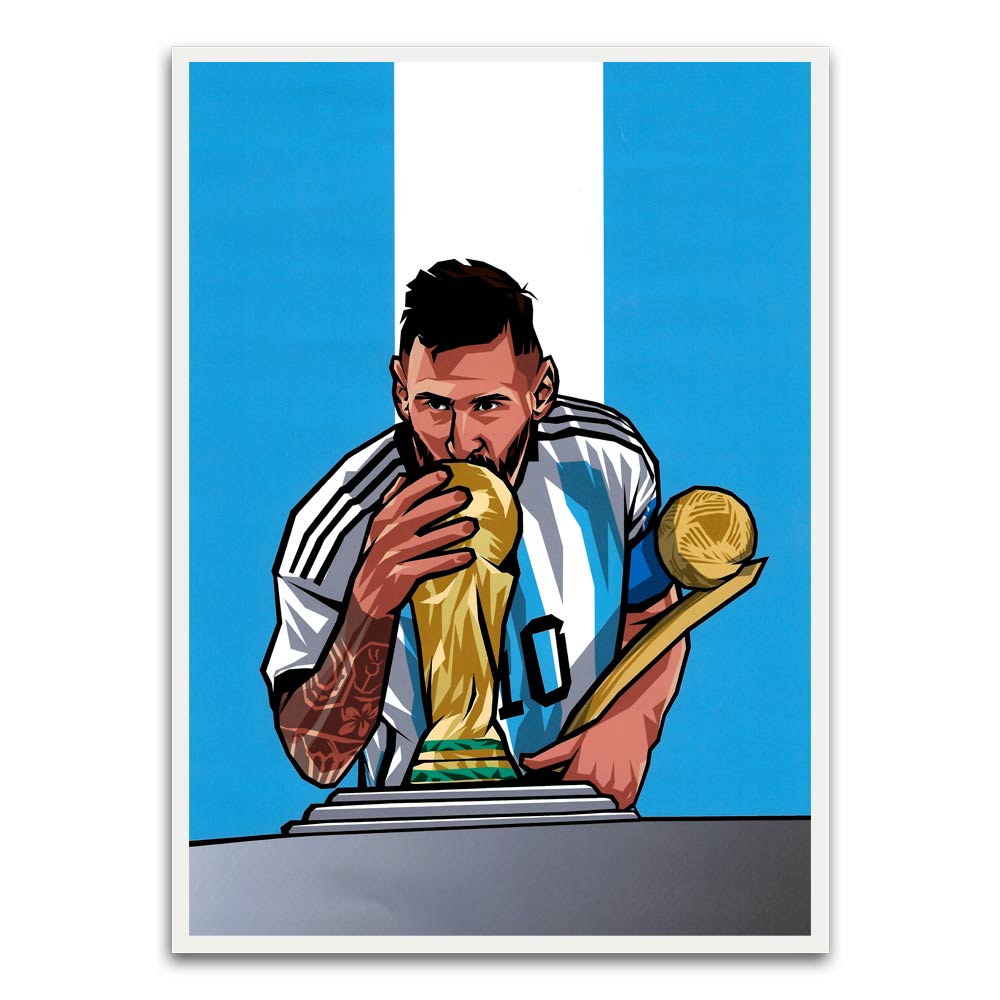 Messi White Printed frame acrylic canvas Frames