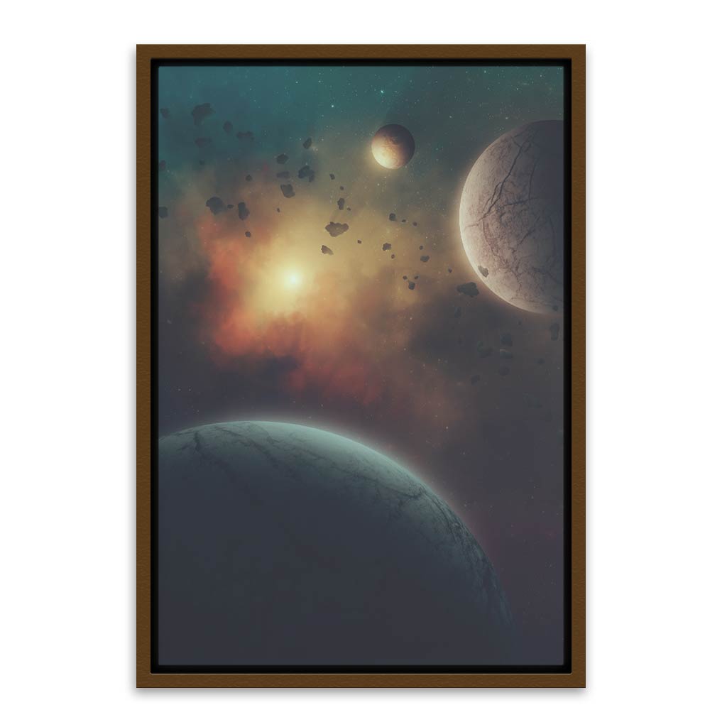 Sunrise in space Brown Canvas frame acrylic canvas Frames