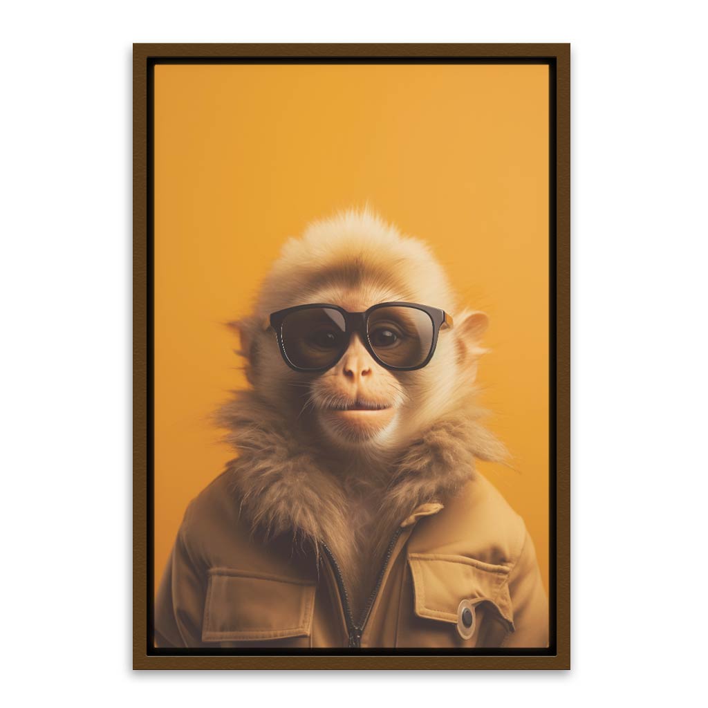 Monkey wearing glass Brown Canvas frame acrylic canvas Frames