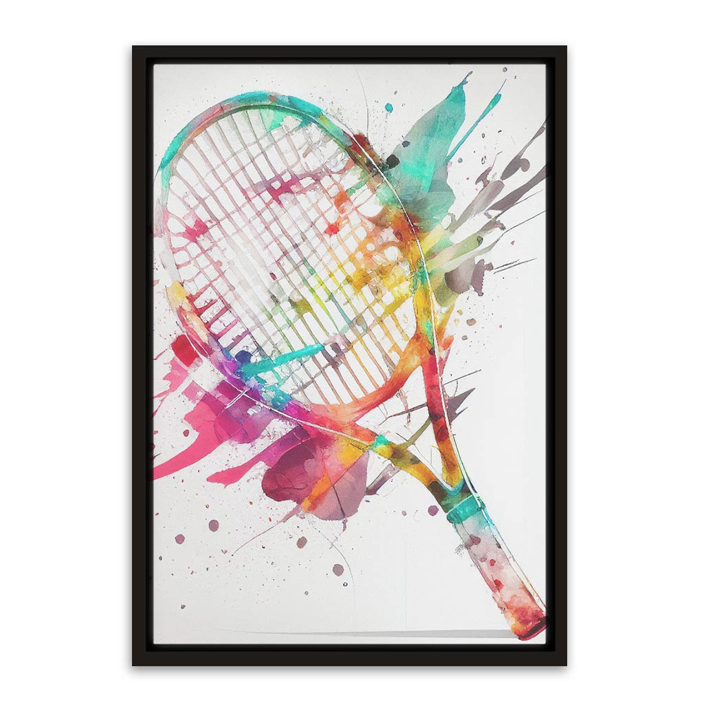 Color Splash Tennis Racket Black Canvas frame acrylic canvas Frames