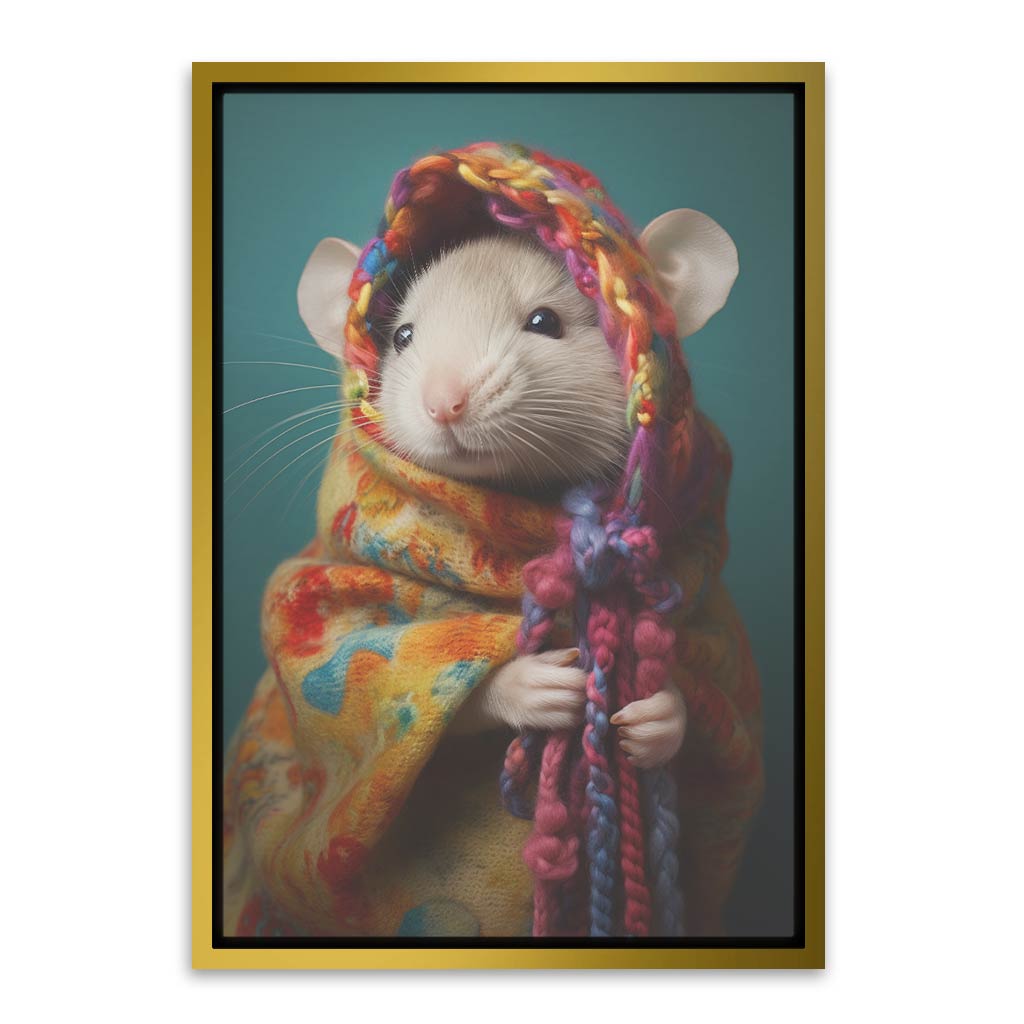 Cuttie rat Gold Canvas frame acrylic canvas Frames