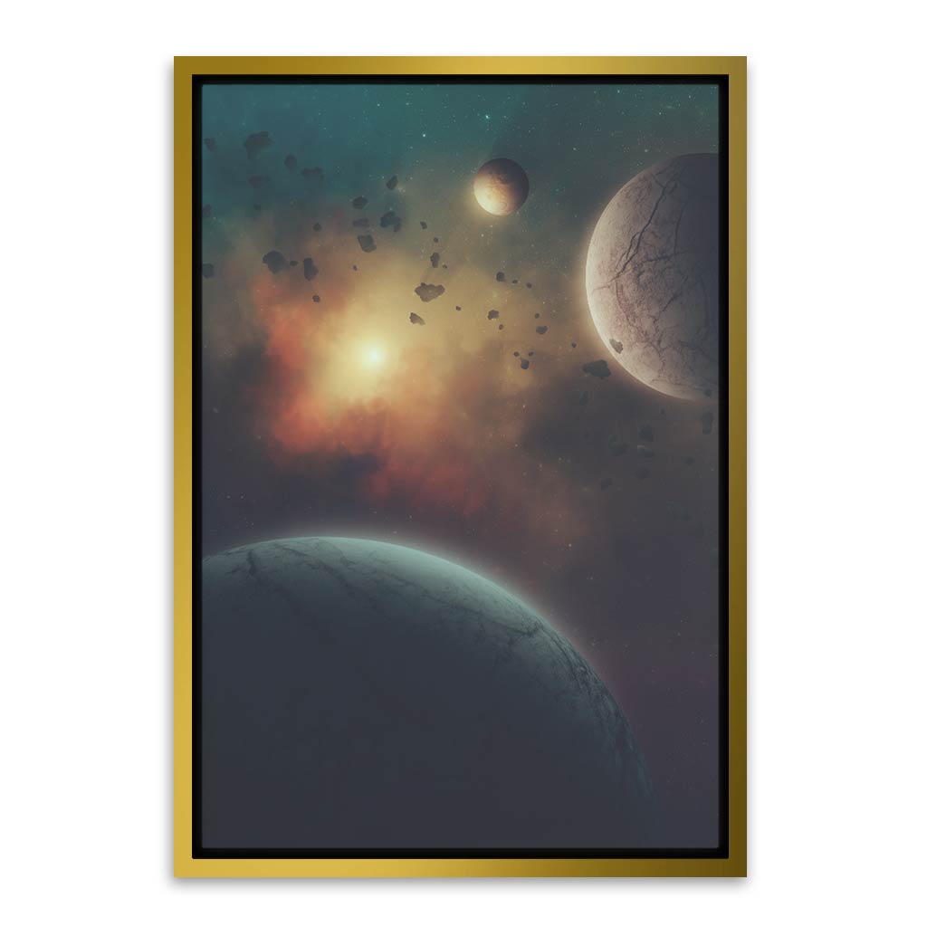 Sunrise in space Gold Canvas frame acrylic canvas Frames