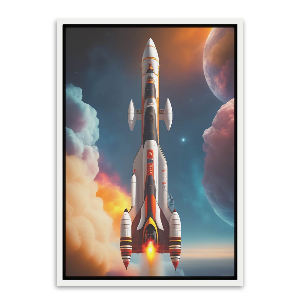 Space Rocket White Canvas frame acrylic canvas Frames