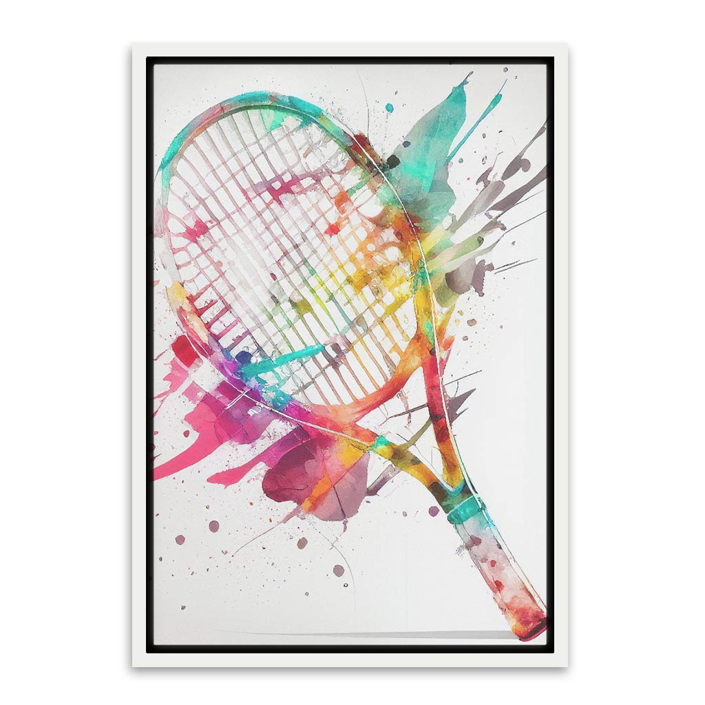 Color Splash Tennis Racket White Canvas frame acrylic canvas Frames