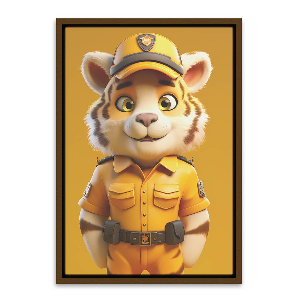 Police Tiger Brown Canvas frame acrylic canvas Frames