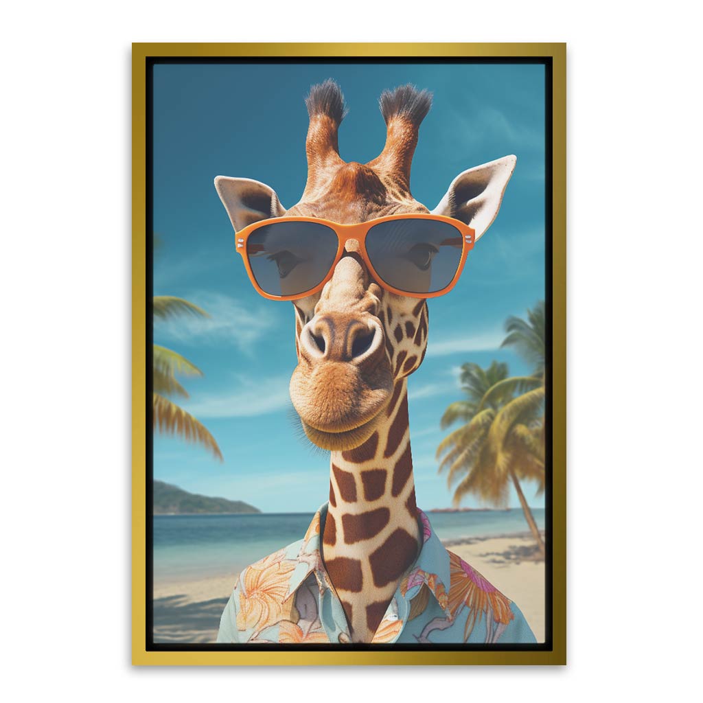 giraffe in beach Gold Canvas frame acrylic canvas Frames