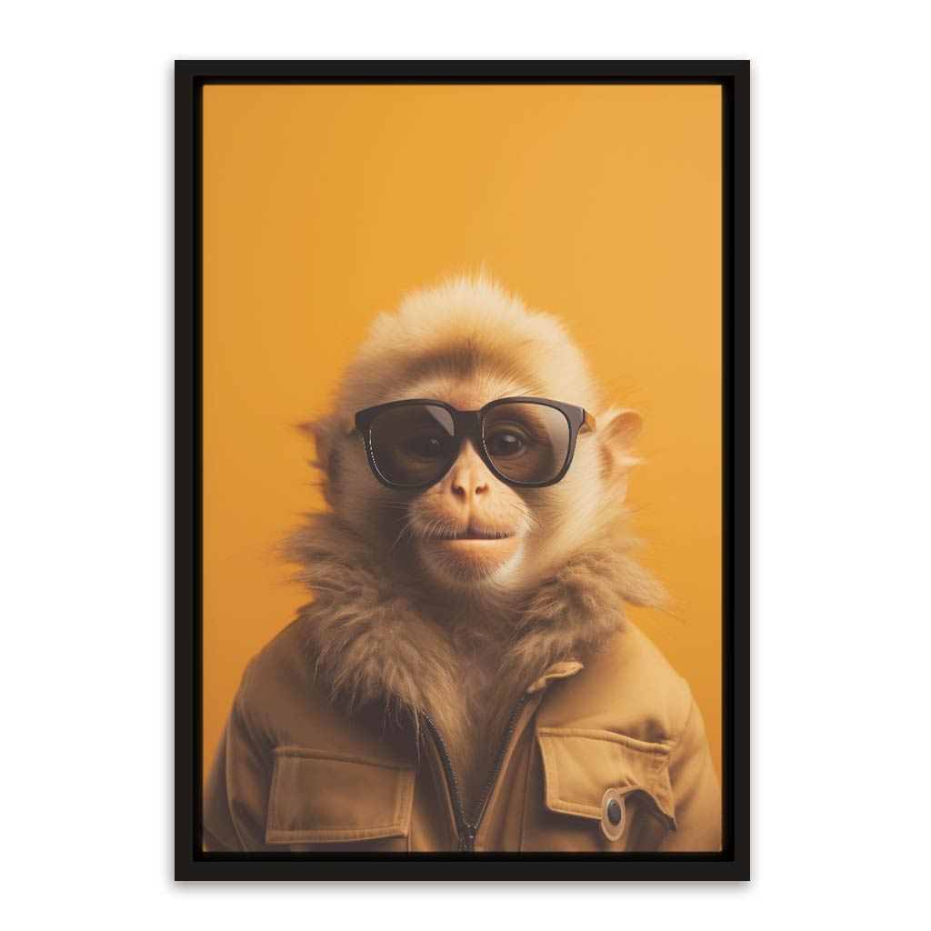 Monkey wearing glass Black Canvas frame acrylic canvas Frames