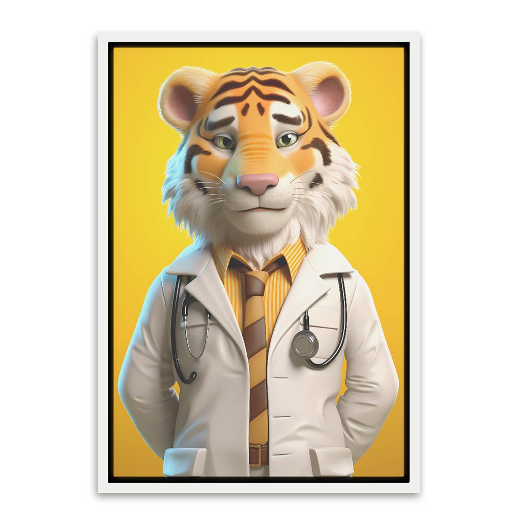 Doctor - Tiger White Canvas frame acrylic canvas Frames