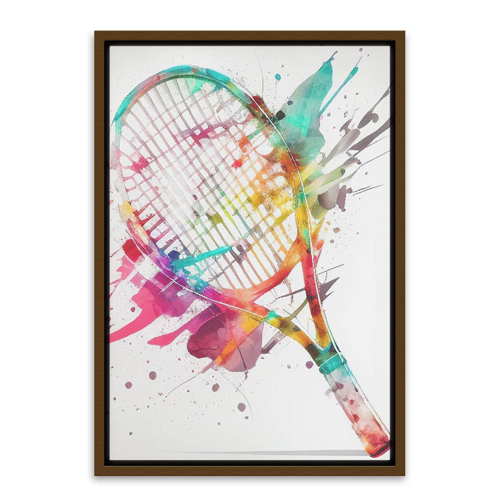 Color Splash Tennis Racket Brown Canvas frame acrylic canvas Frames