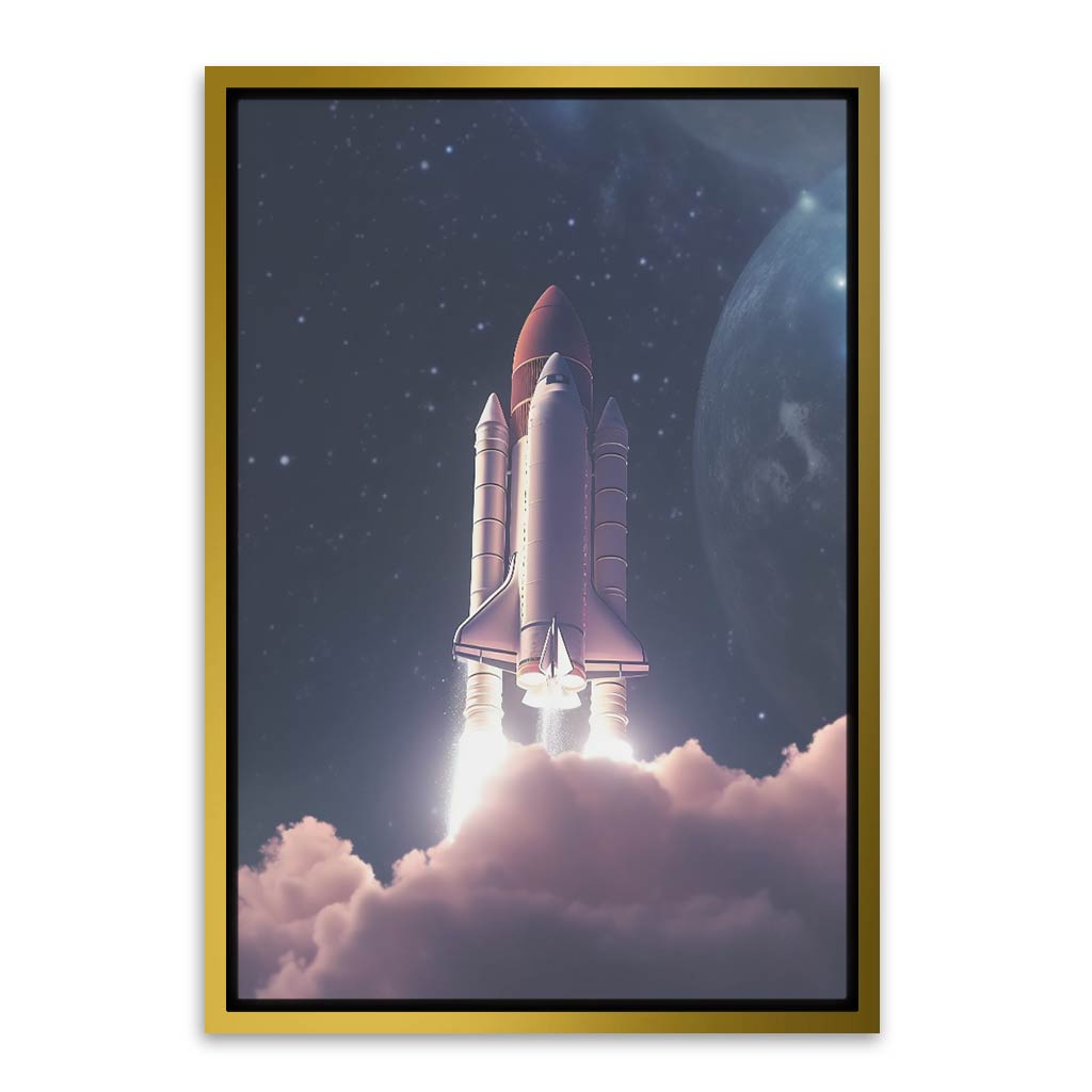 Flying Rocket Gold Canvas frame acrylic canvas Frames