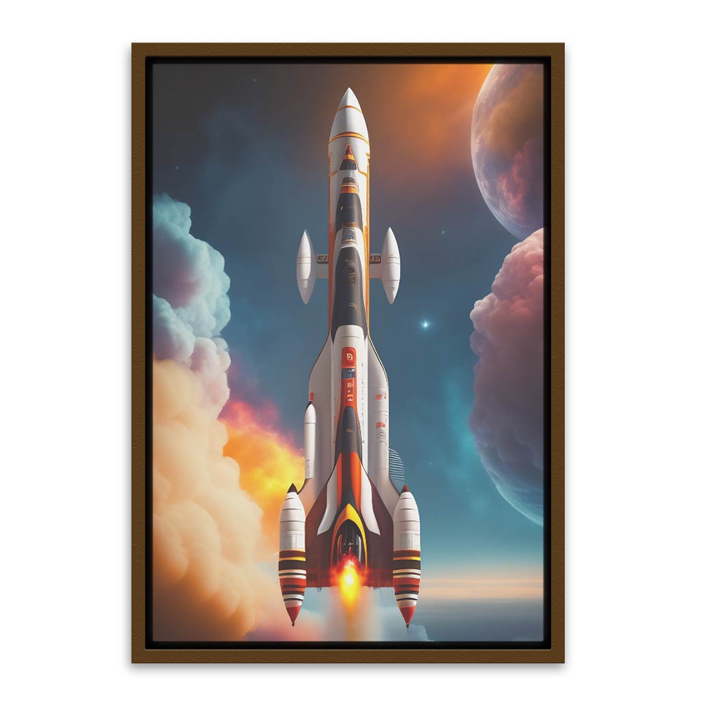 Space Rocket Brown Canvas frame acrylic canvas Frames