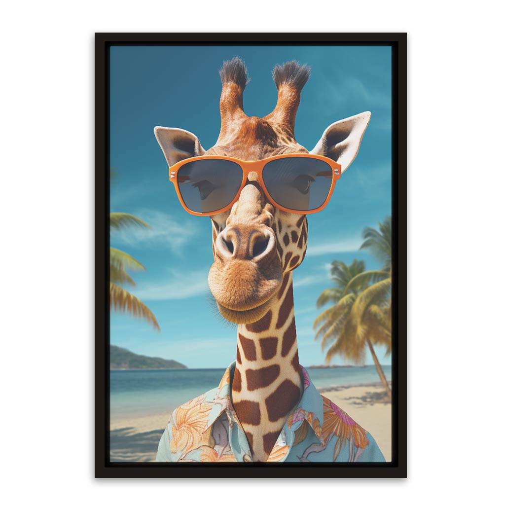 giraffe in beach Black Canvas frame acrylic canvas Frames