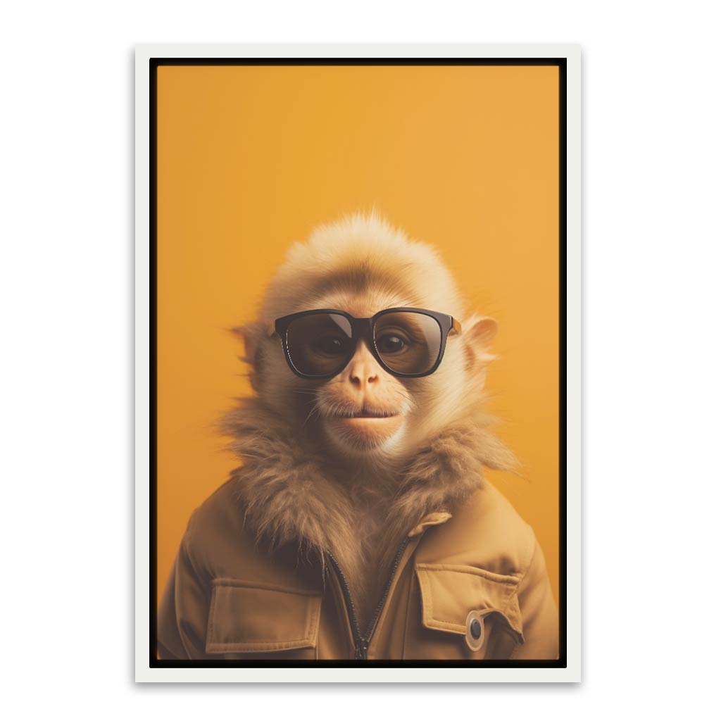 Monkey wearing glass White Canvas frame acrylic canvas Frames