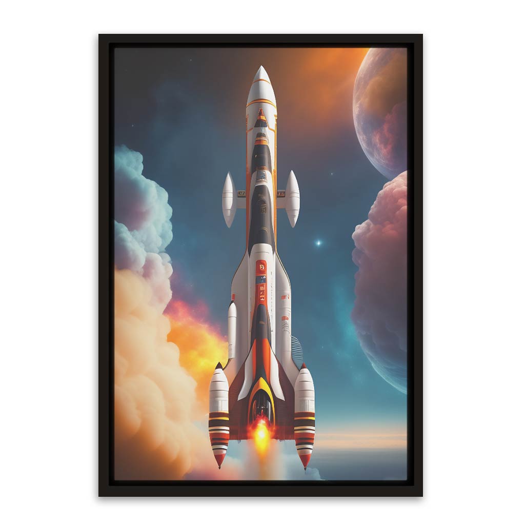 Space Rocket Black Canvas frame acrylic canvas Frames