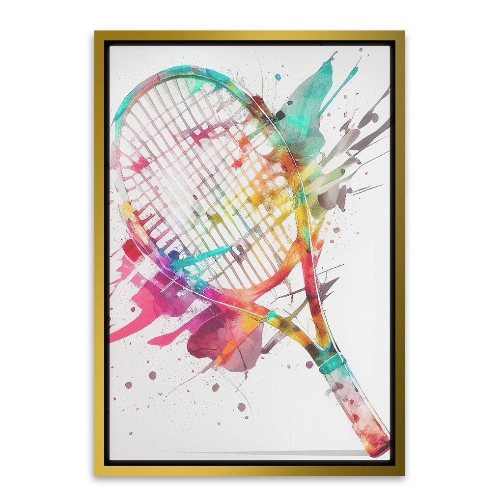 Color Splash Tennis Racket Gold Canvas frame acrylic canvas Frames